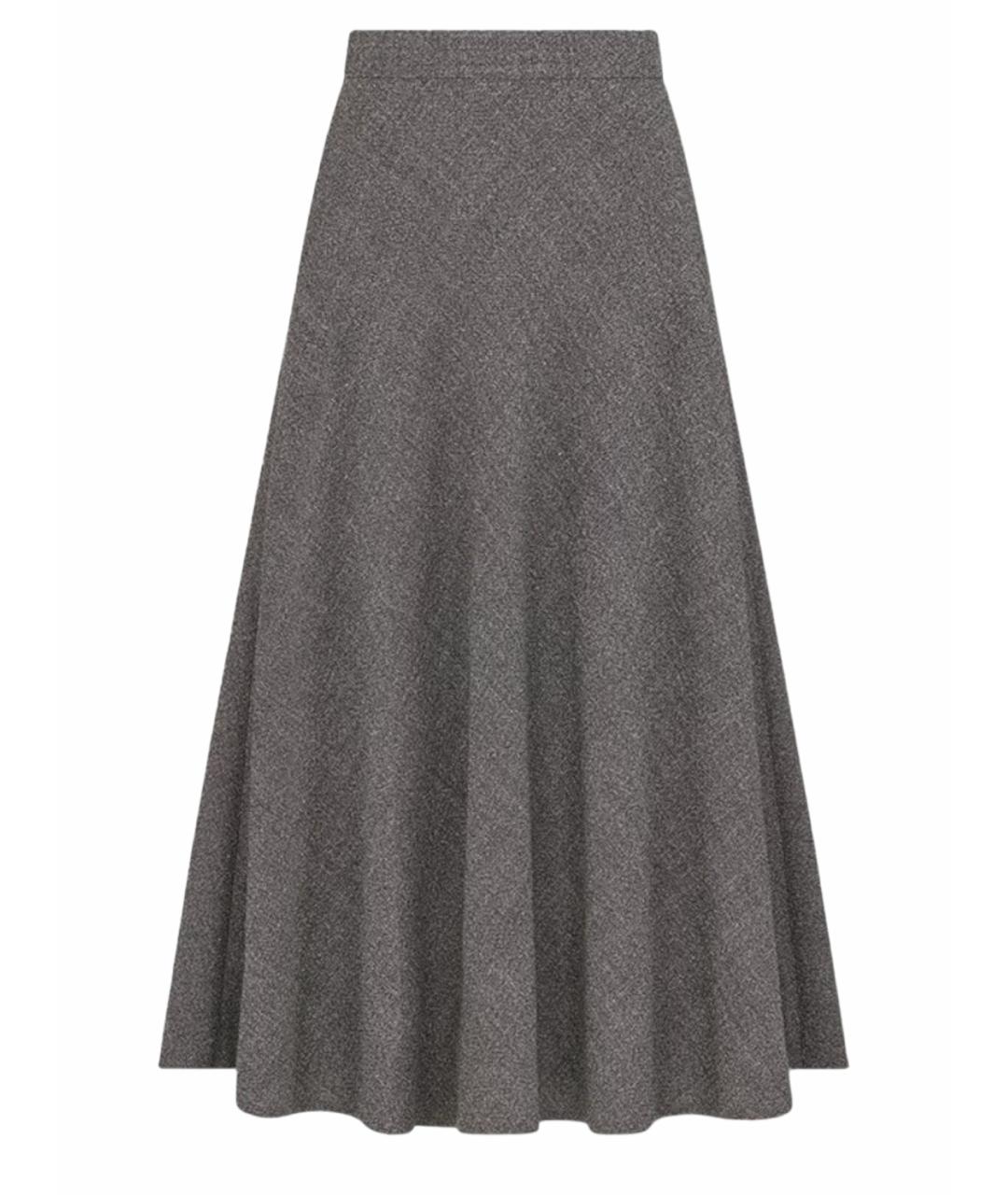 CHRISTIAN DIOR Серая шерстяная юбка миди, фото 1