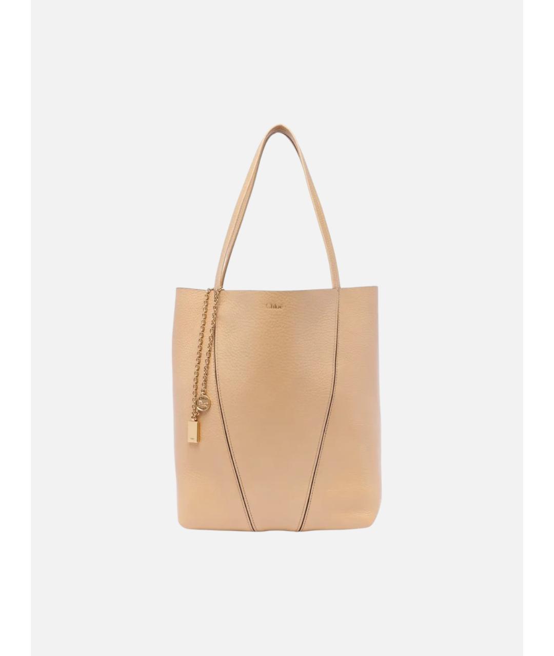 CHLOE Бежевая кожаная сумка тоут, фото 4
