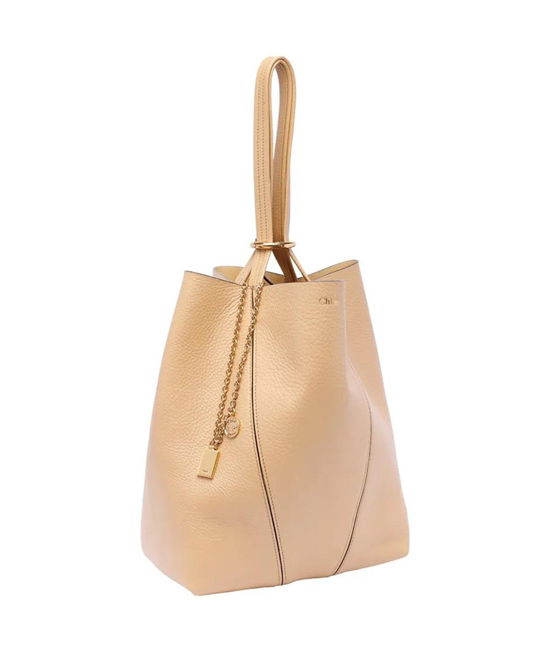 CHLOE Бежевая кожаная сумка тоут, фото 2