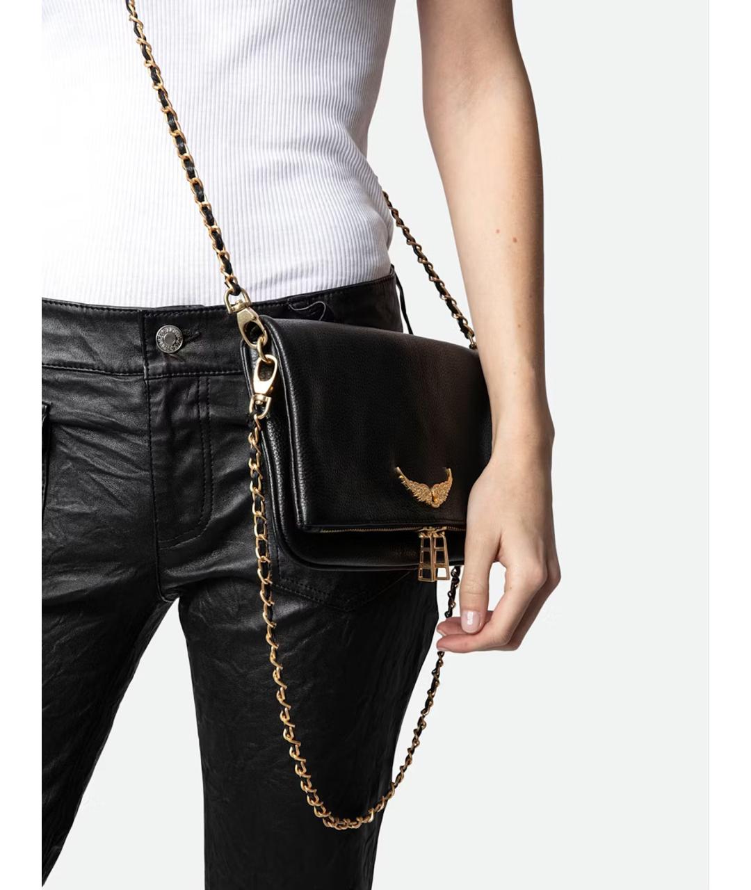 ZADIG & VOLTAIRE Черная кожаная сумка через плечо, фото 3