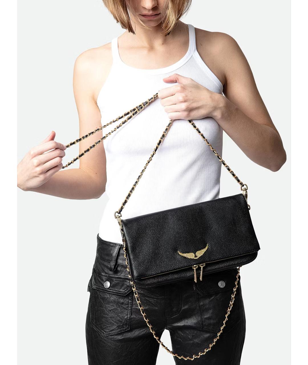 ZADIG & VOLTAIRE Черная кожаная сумка через плечо, фото 2