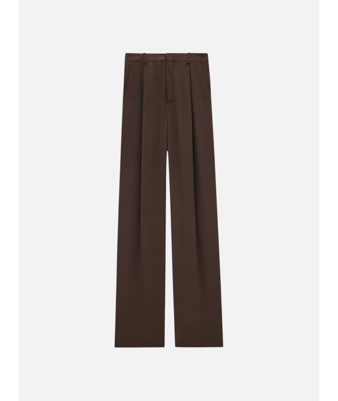 SAINT LAURENT Коричневые шелковые брюки широкие, фото 3