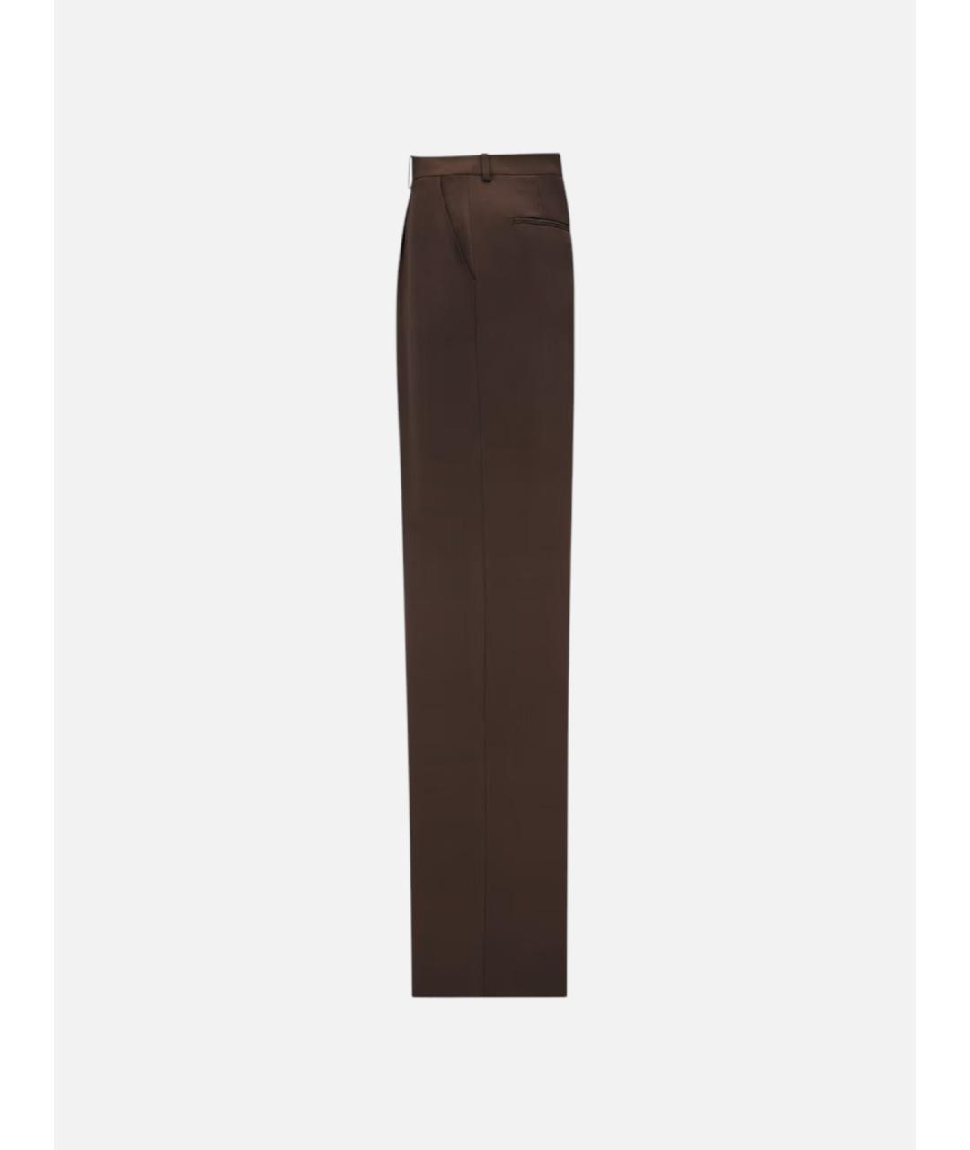 SAINT LAURENT Коричневые шелковые брюки широкие, фото 2