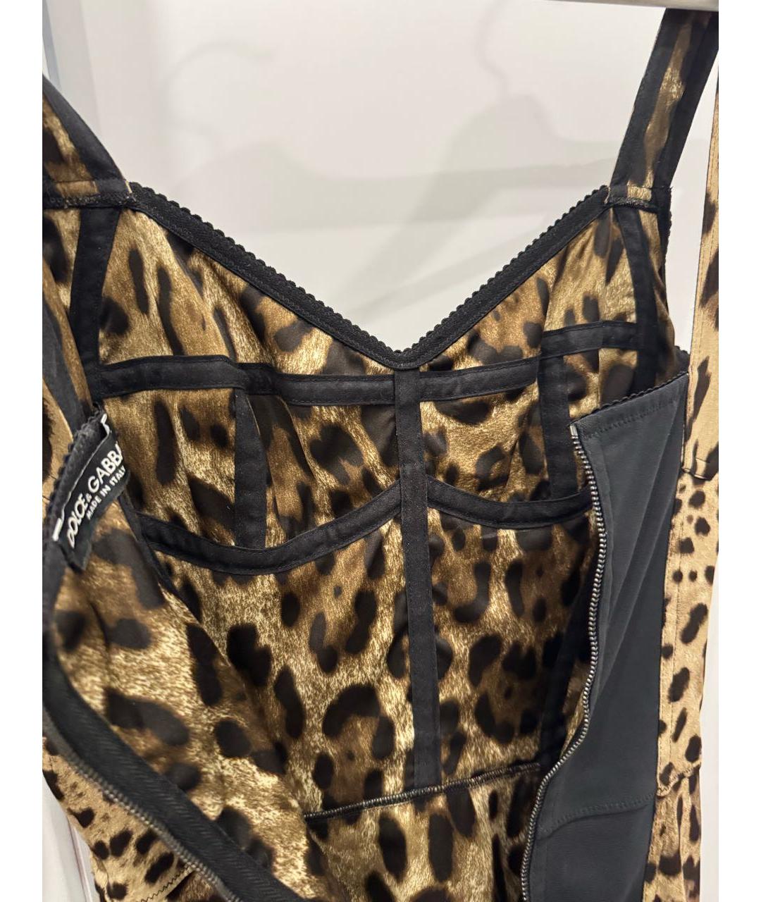 DOLCE&GABBANA Коричневое шелковое коктейльное платье, фото 4