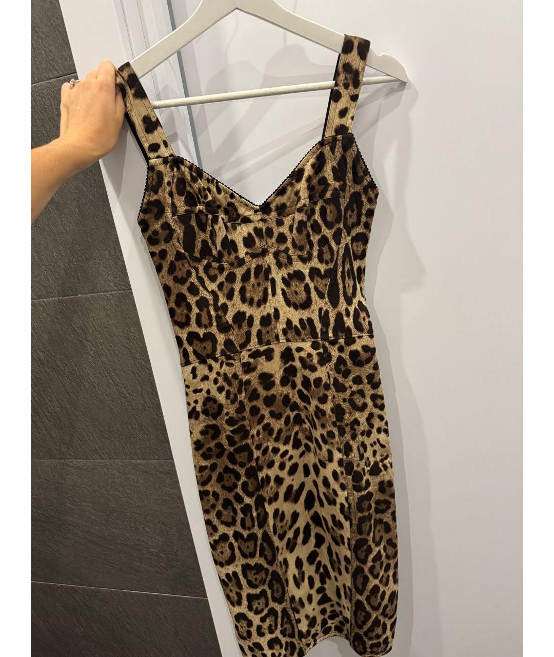 DOLCE&GABBANA Коричневое шелковое коктейльное платье, фото 2