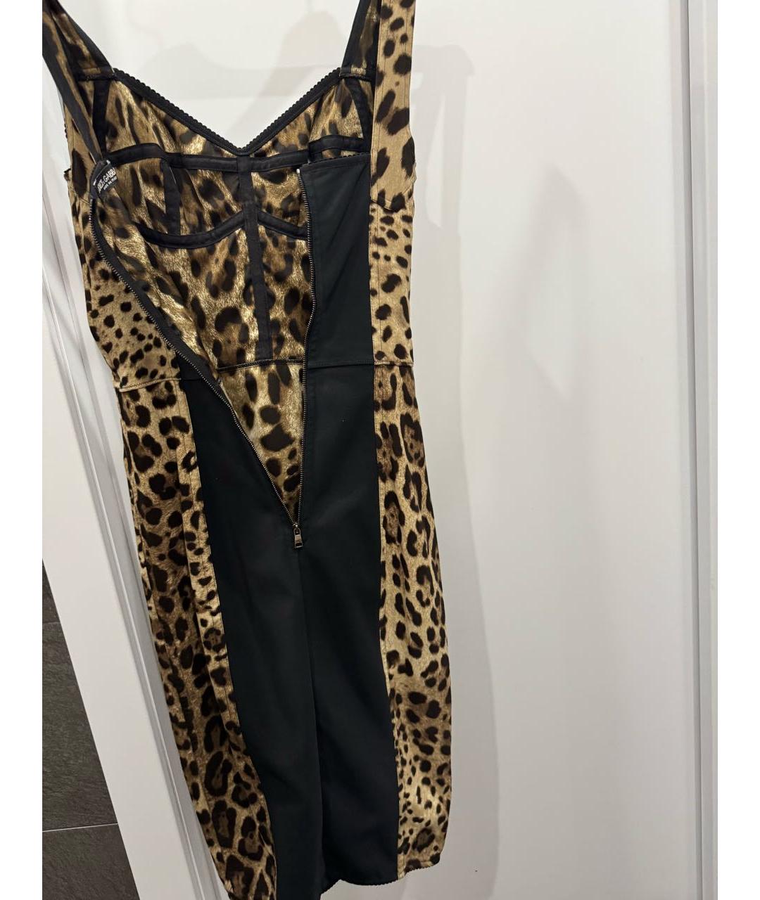 DOLCE&GABBANA Коричневое шелковое коктейльное платье, фото 7