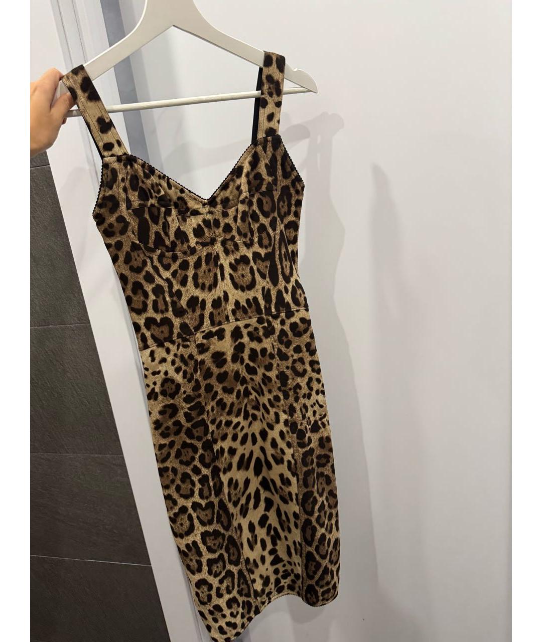 DOLCE&GABBANA Коричневое шелковое коктейльное платье, фото 8