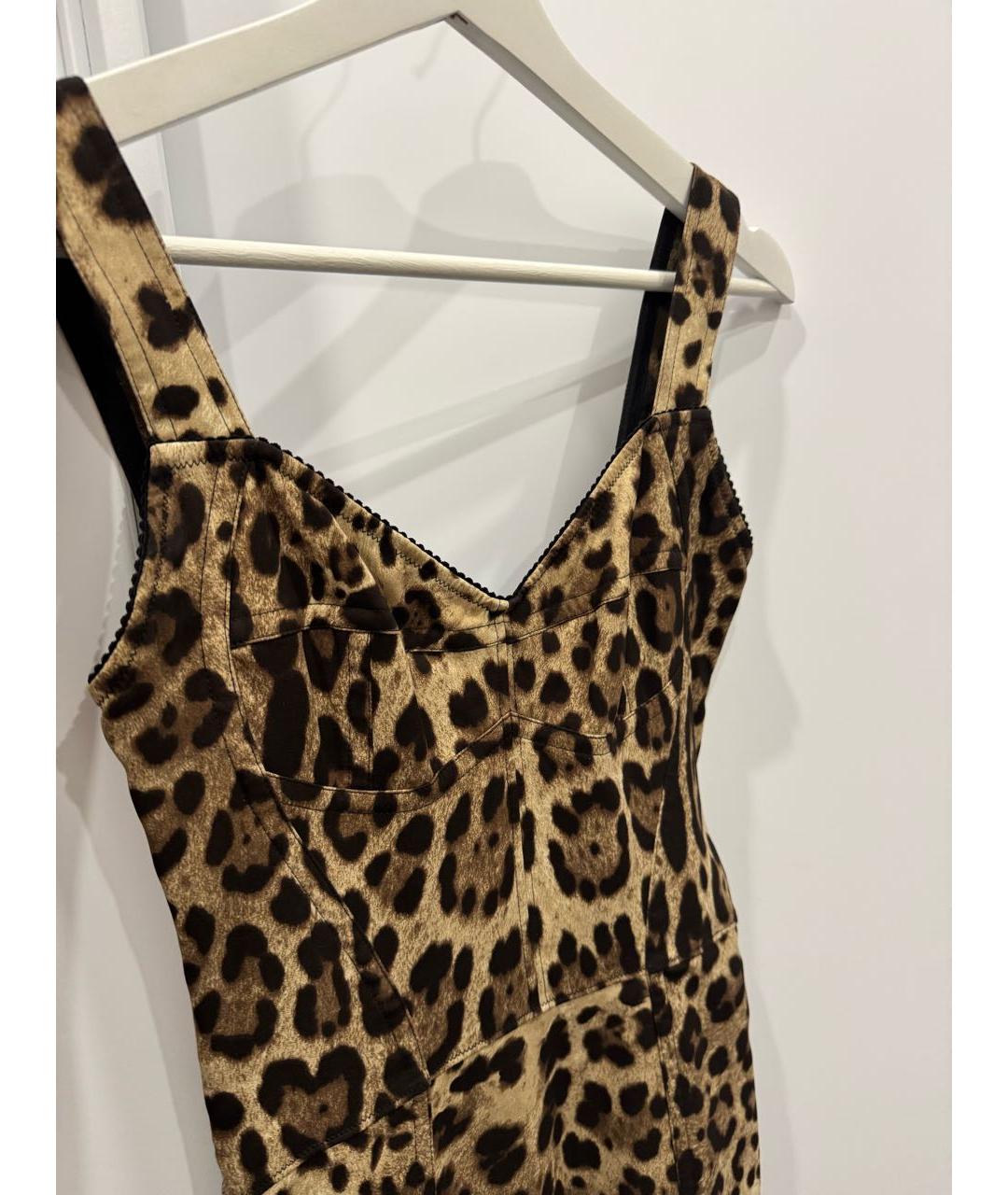 DOLCE&GABBANA Коричневое шелковое коктейльное платье, фото 5