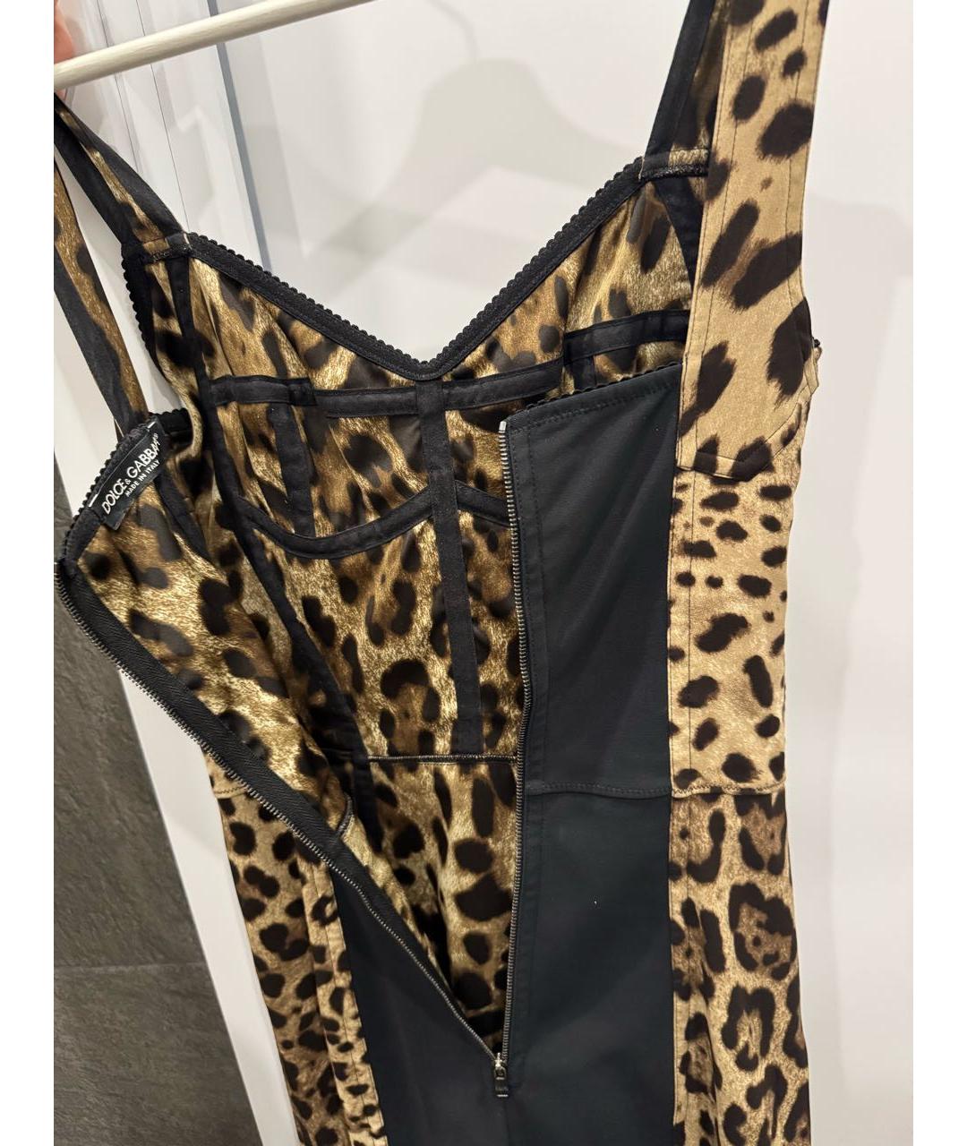 DOLCE&GABBANA Коричневое шелковое коктейльное платье, фото 3