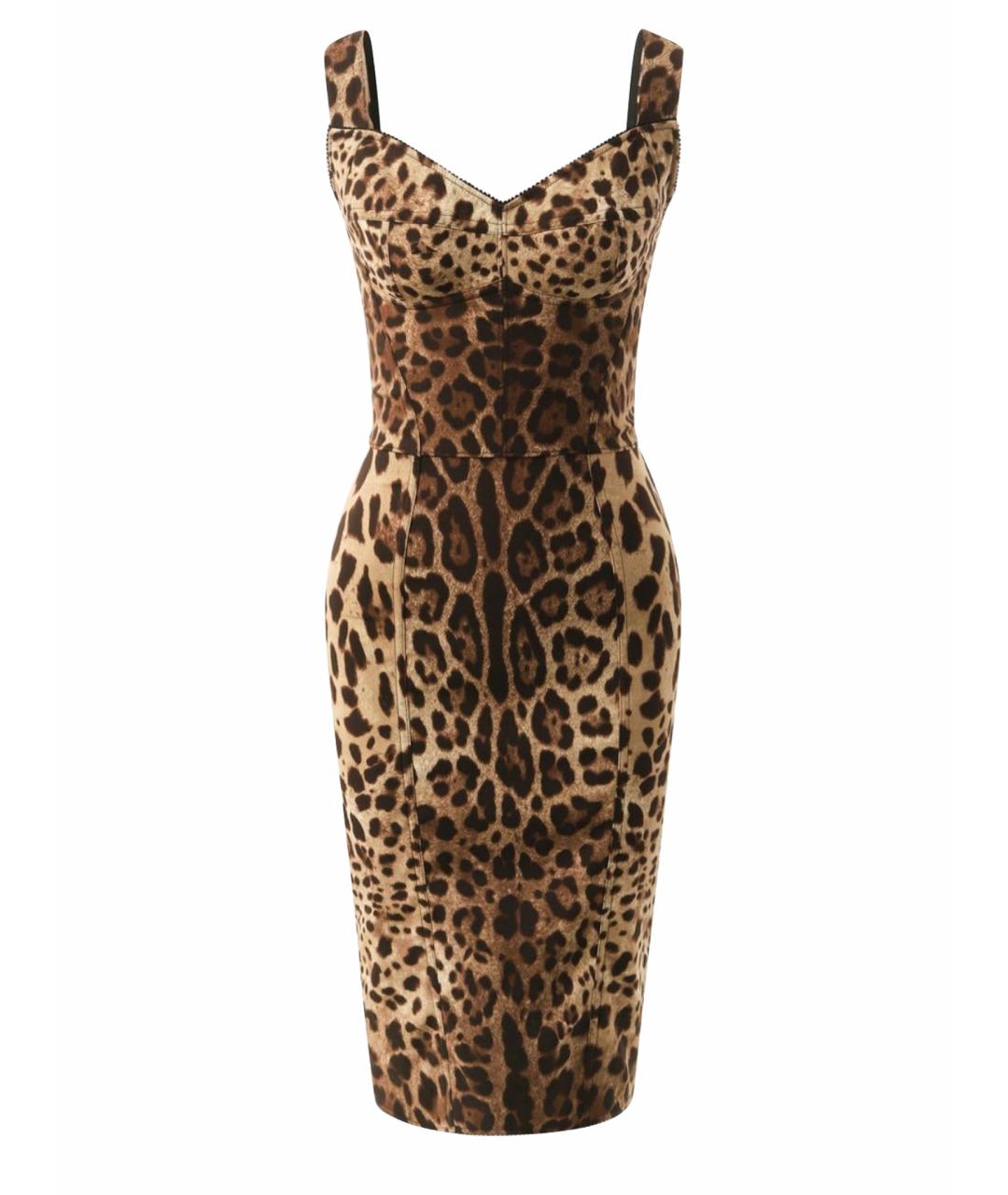 DOLCE&GABBANA Коричневое шелковое коктейльное платье, фото 1