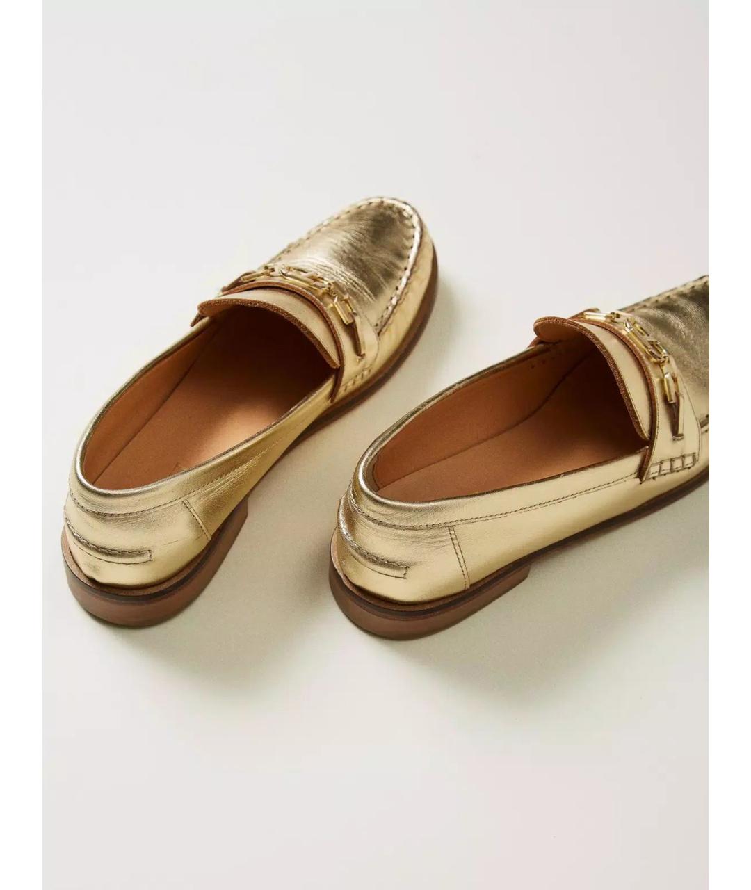 TWIN-SET Золотые кожаные мокасины, фото 4