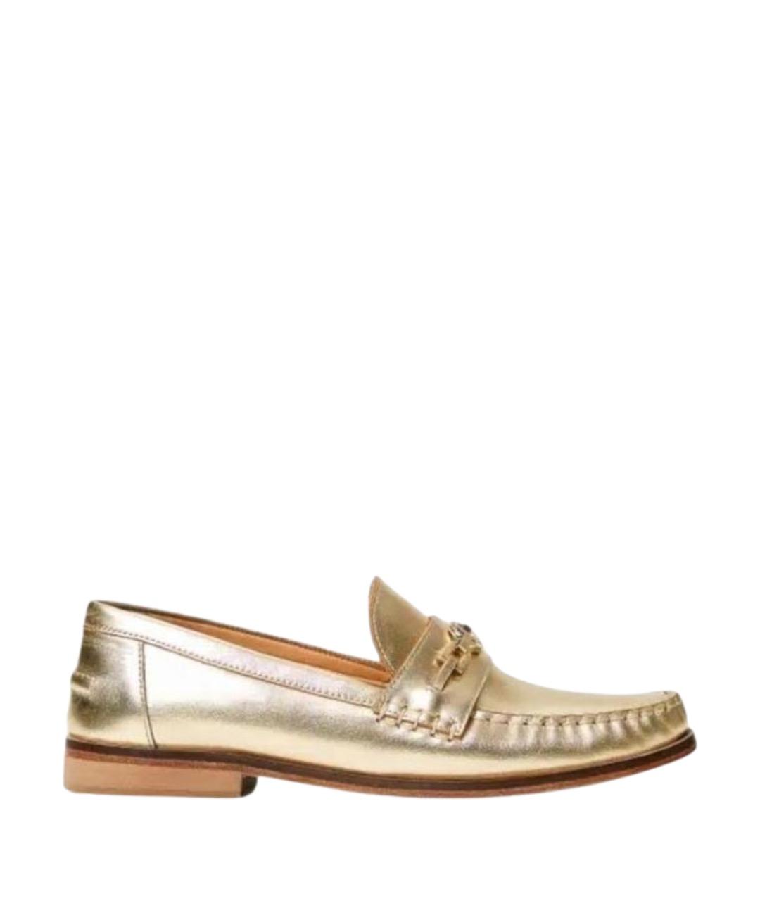 TWIN-SET Золотые кожаные мокасины, фото 1