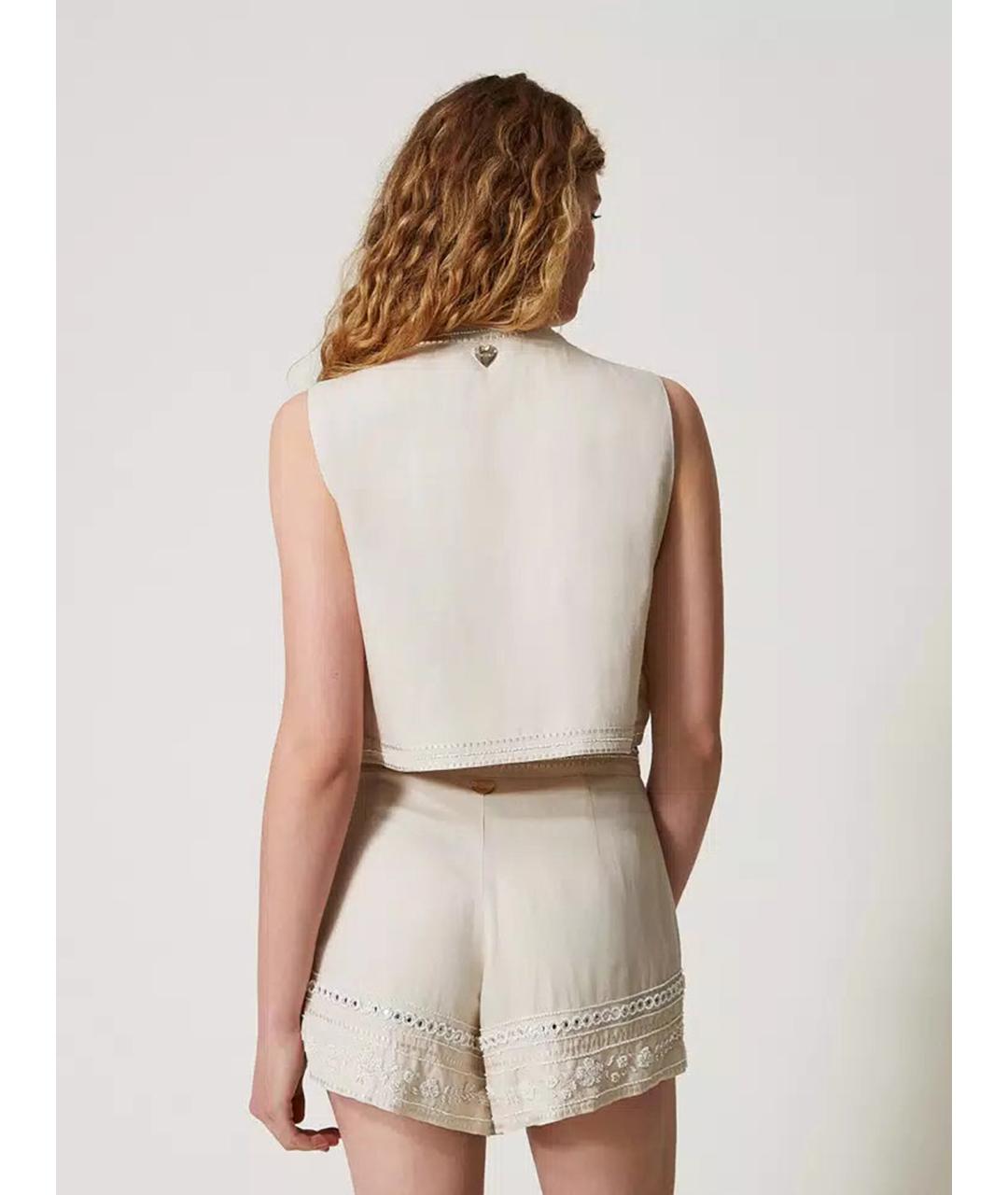 TWIN-SET Бежевые вискозные шорты, фото 4