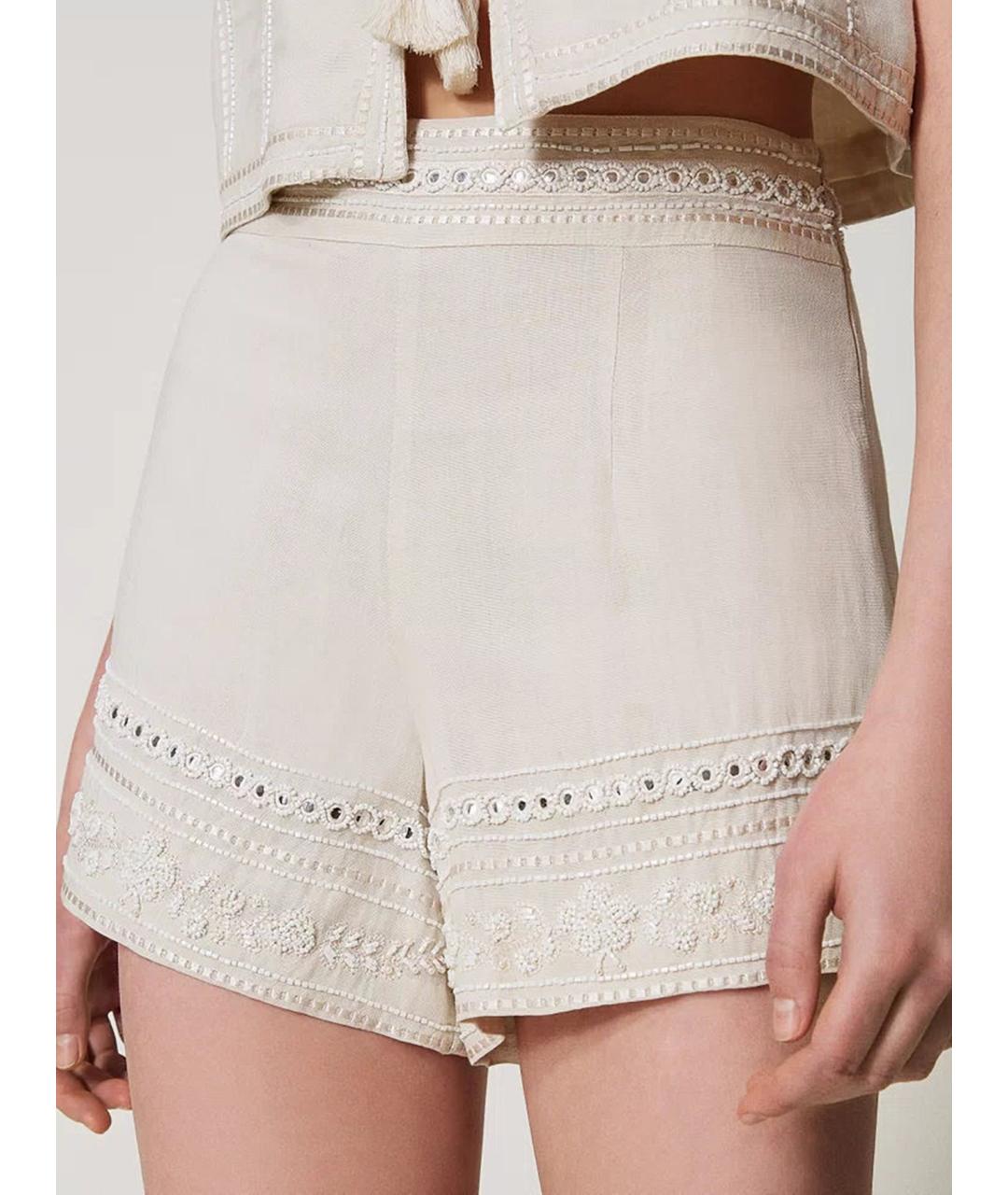 TWIN-SET Бежевые вискозные шорты, фото 5