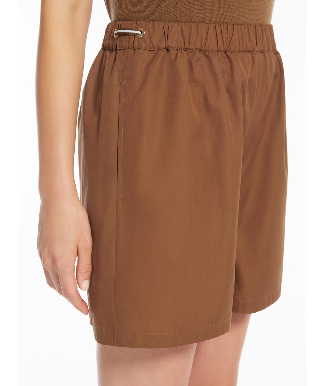 MAX MARA Коричневые хлопковые шорты, фото 4