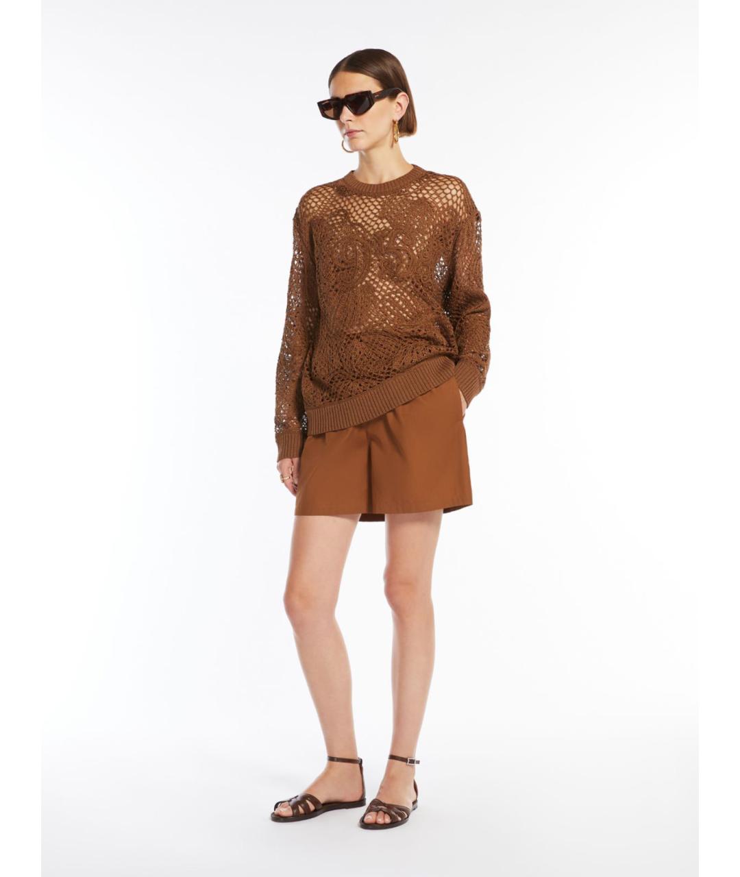 MAX MARA Коричневые хлопковые шорты, фото 2