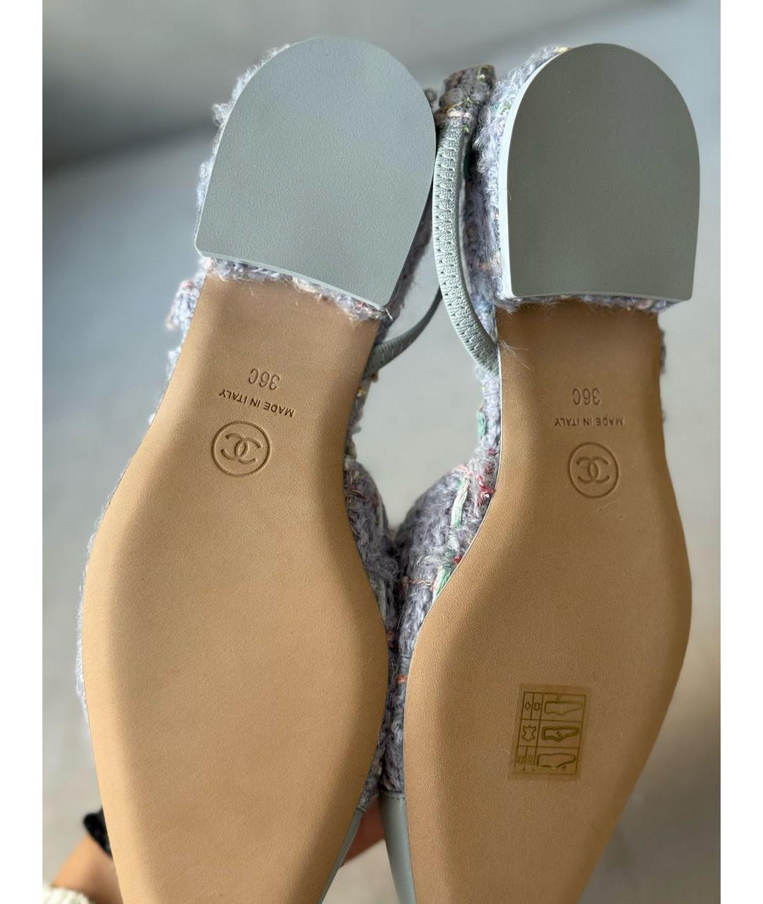 CHANEL Фиолетовые синтетические лодочки на низком каблуке, фото 4