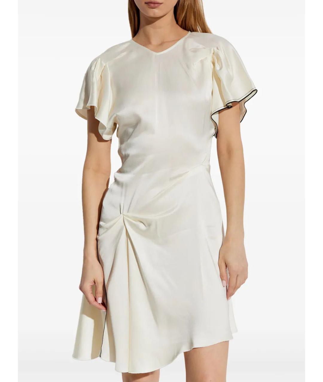 VICTORIA BECKHAM Белое ацетатное повседневное платье, фото 3