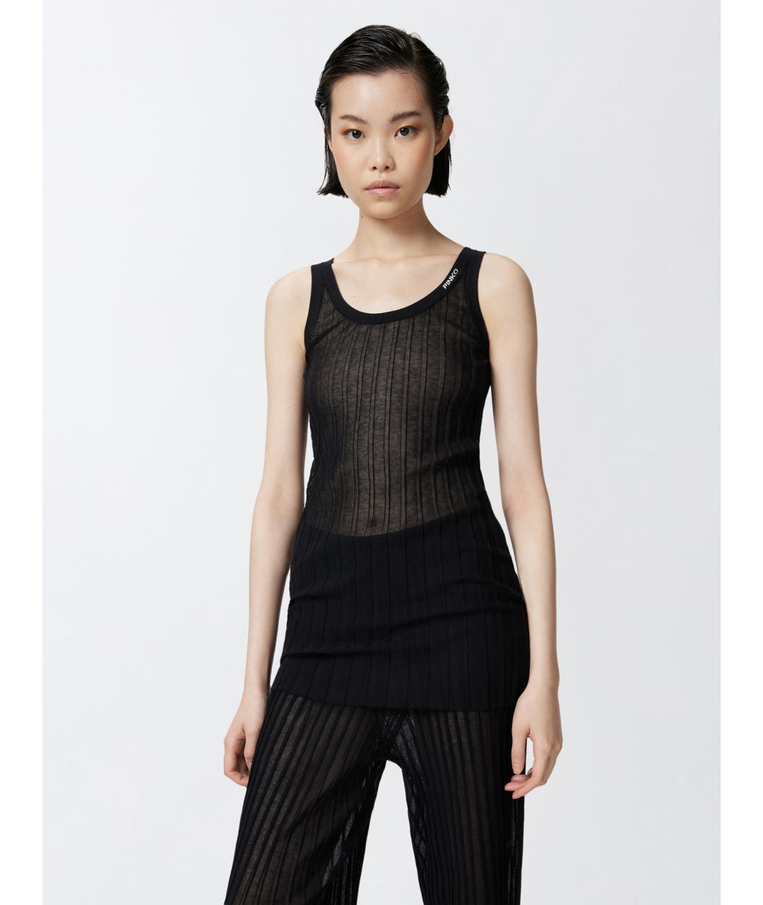 PINKO Черная хлопковая майка, фото 3