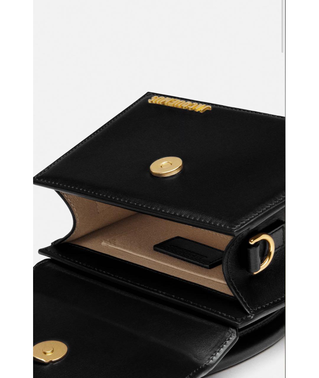 JACQUEMUS Черная кожаная сумка через плечо, фото 4