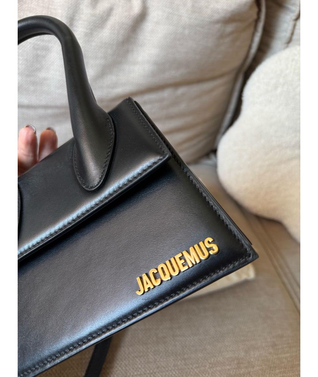 JACQUEMUS Черная кожаная сумка через плечо, фото 7