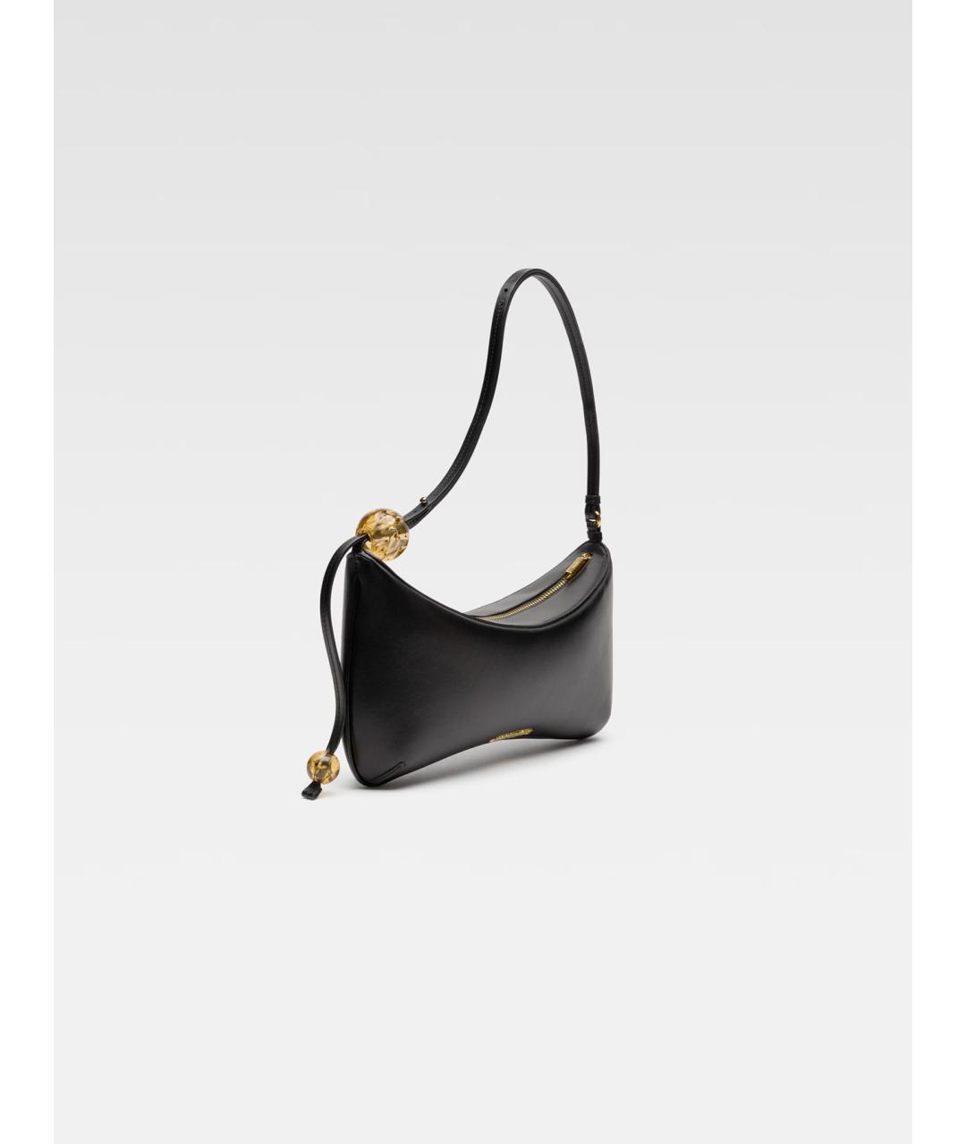 JACQUEMUS Черная кожаная сумка через плечо, фото 3