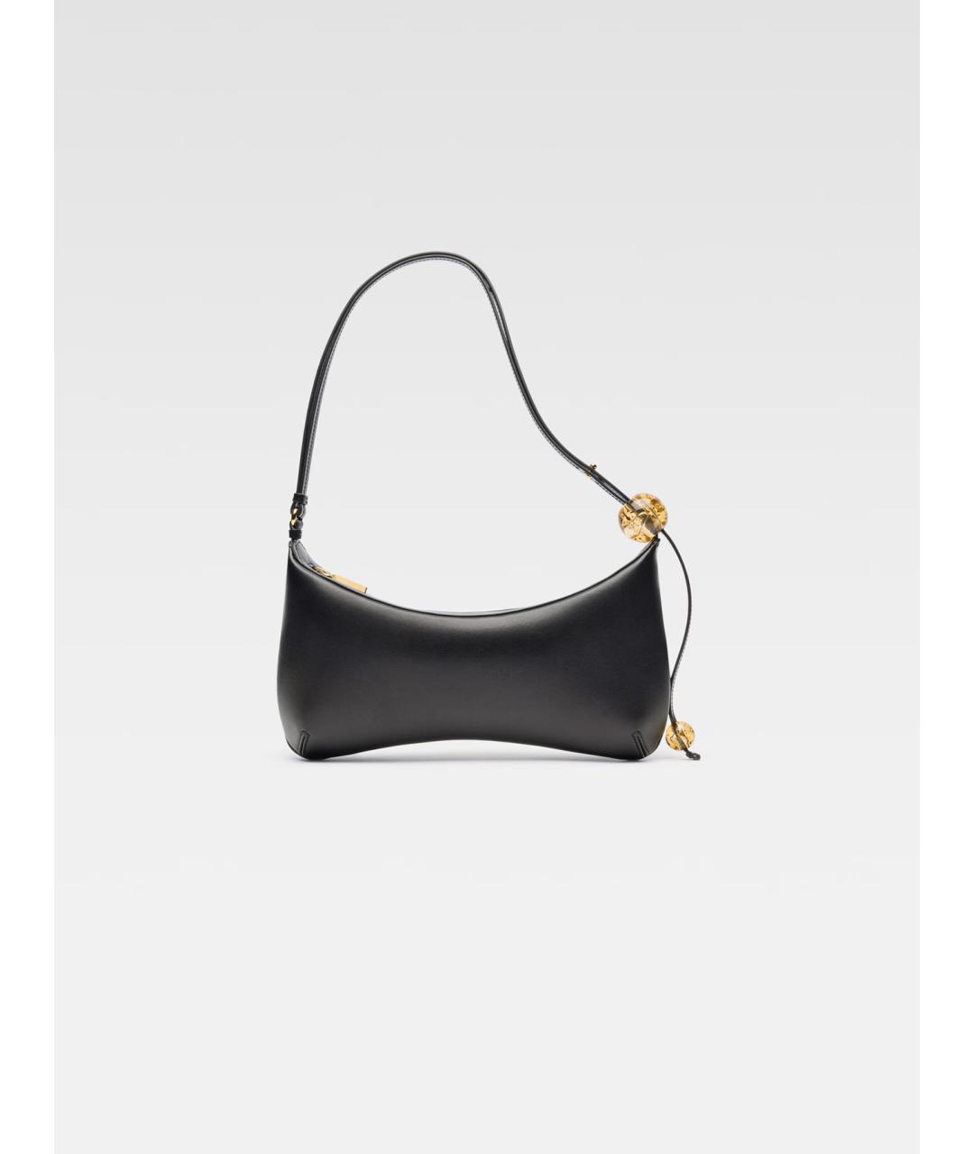 JACQUEMUS Черная кожаная сумка через плечо, фото 4