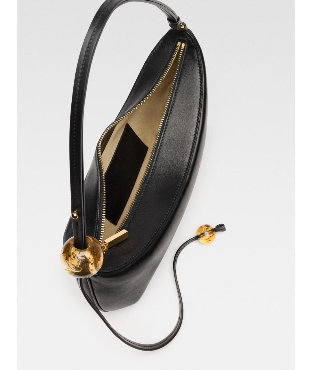 JACQUEMUS Черная кожаная сумка через плечо, фото 6