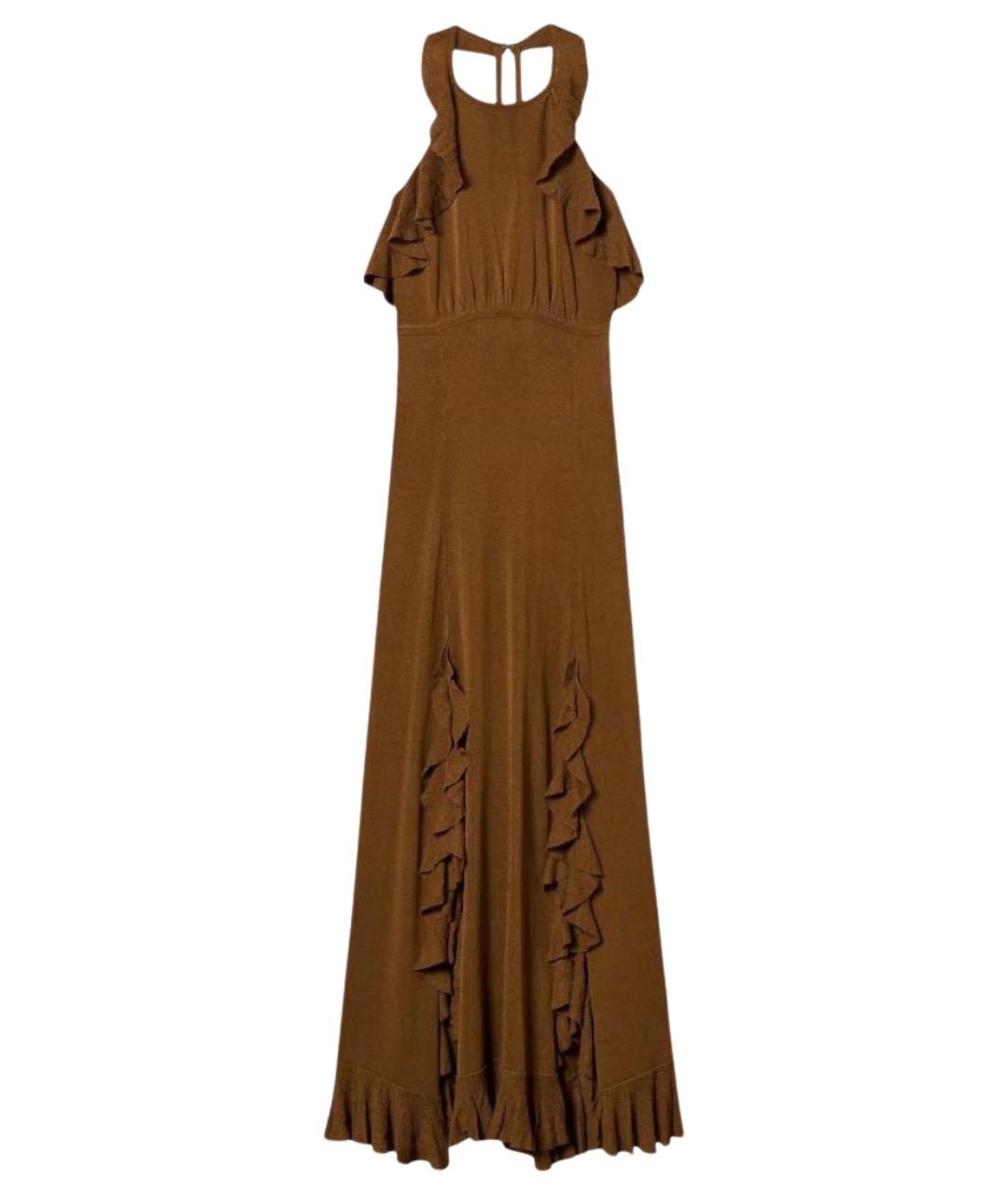 TWIN-SET Коричневое вискозное вечернее платье, фото 1
