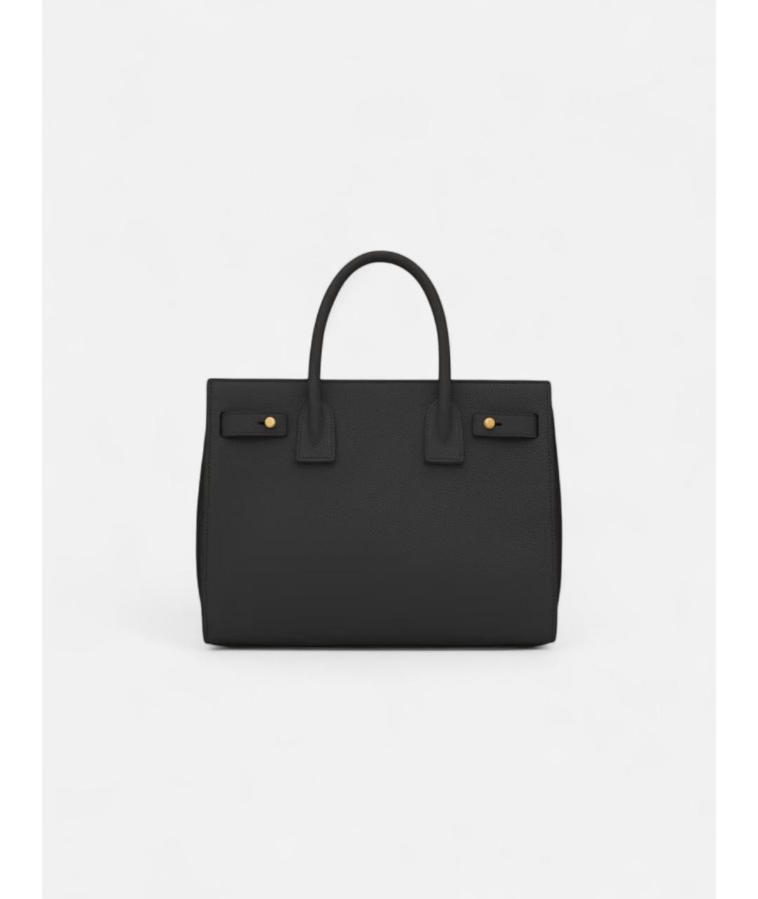 SAINT LAURENT Черная кожаная сумка тоут, фото 4