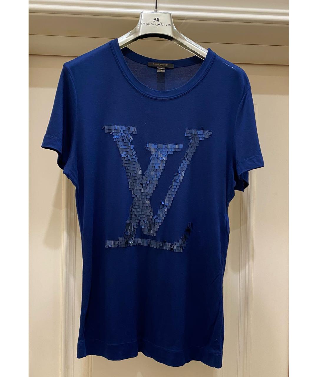 LOUIS VUITTON Синяя шелковая футболка, фото 2
