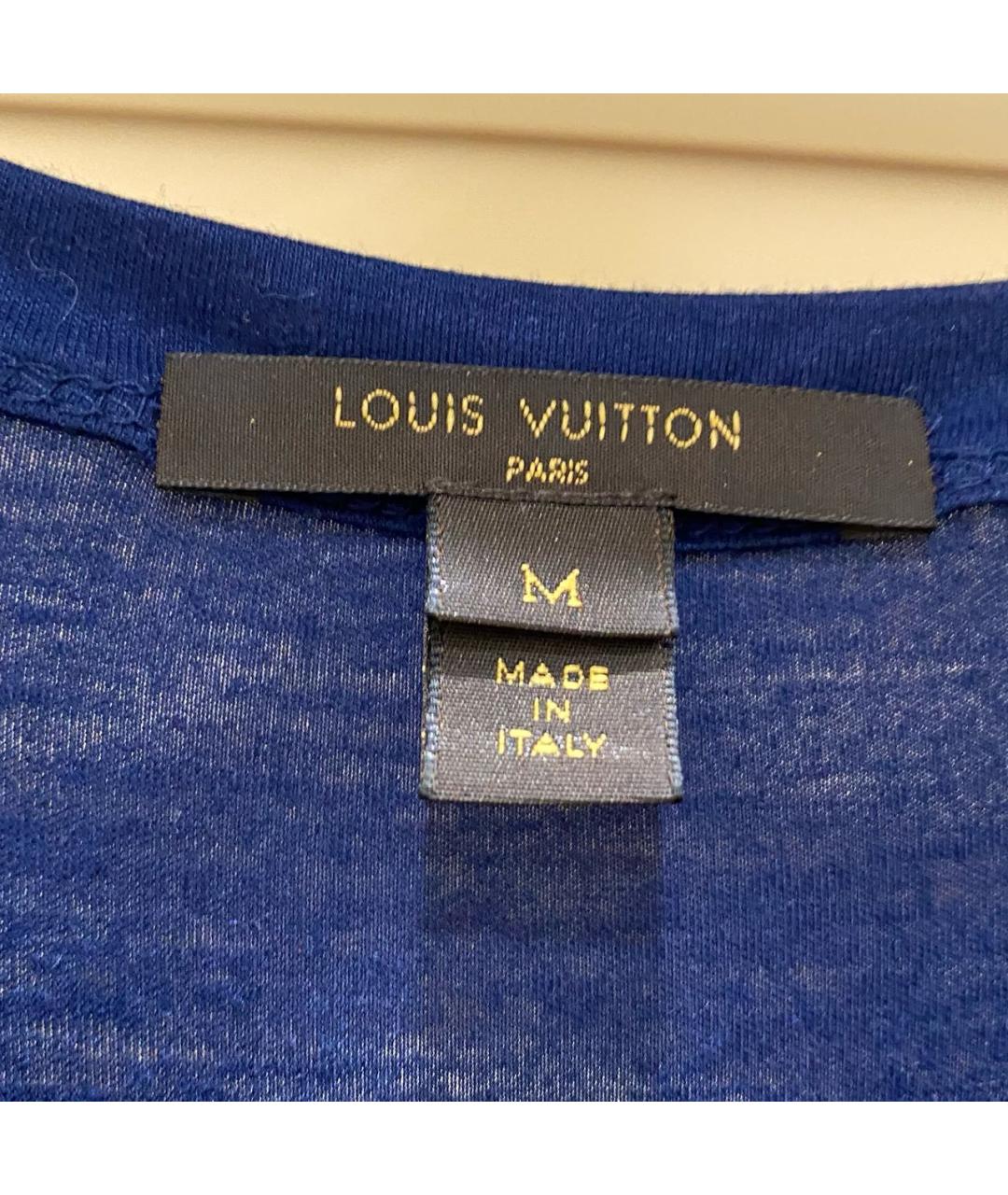 LOUIS VUITTON Синяя шелковая футболка, фото 3