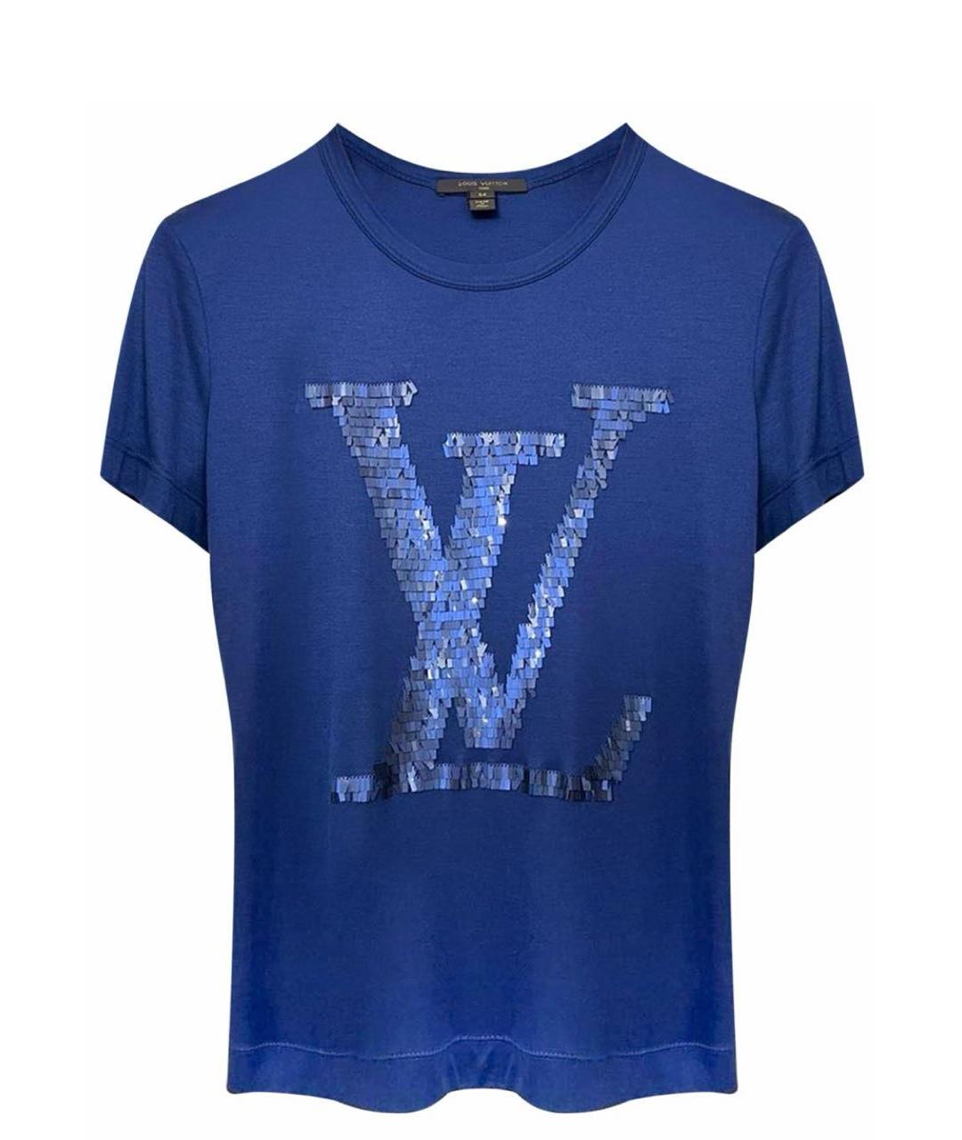 LOUIS VUITTON Синяя шелковая футболка, фото 1