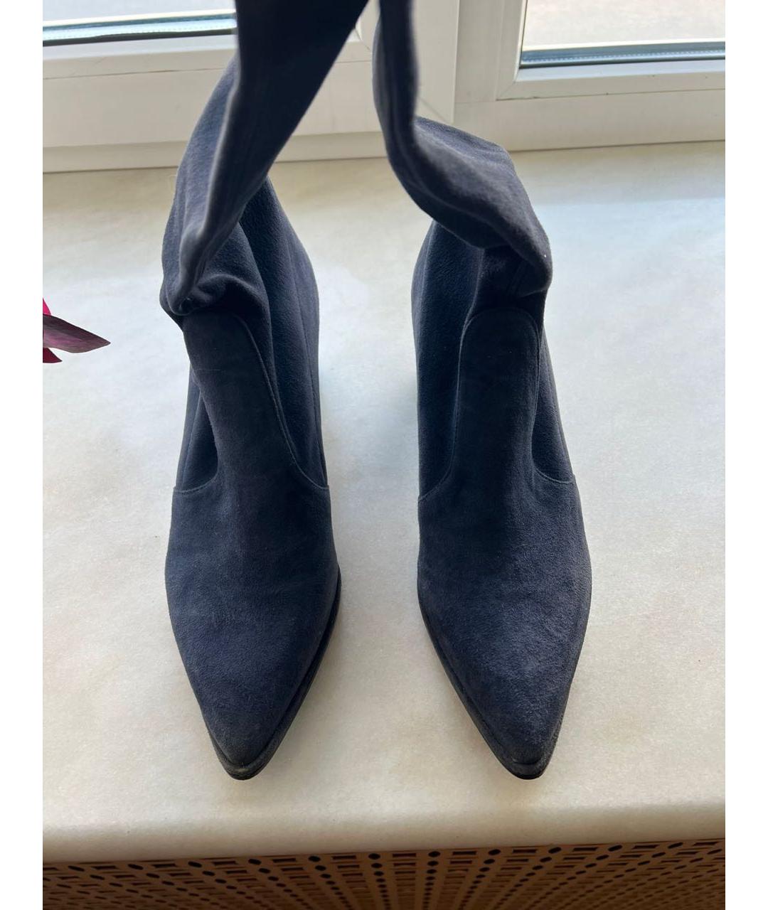 STUART WEITZMAN Темно-синие замшевые ботфорты, фото 2