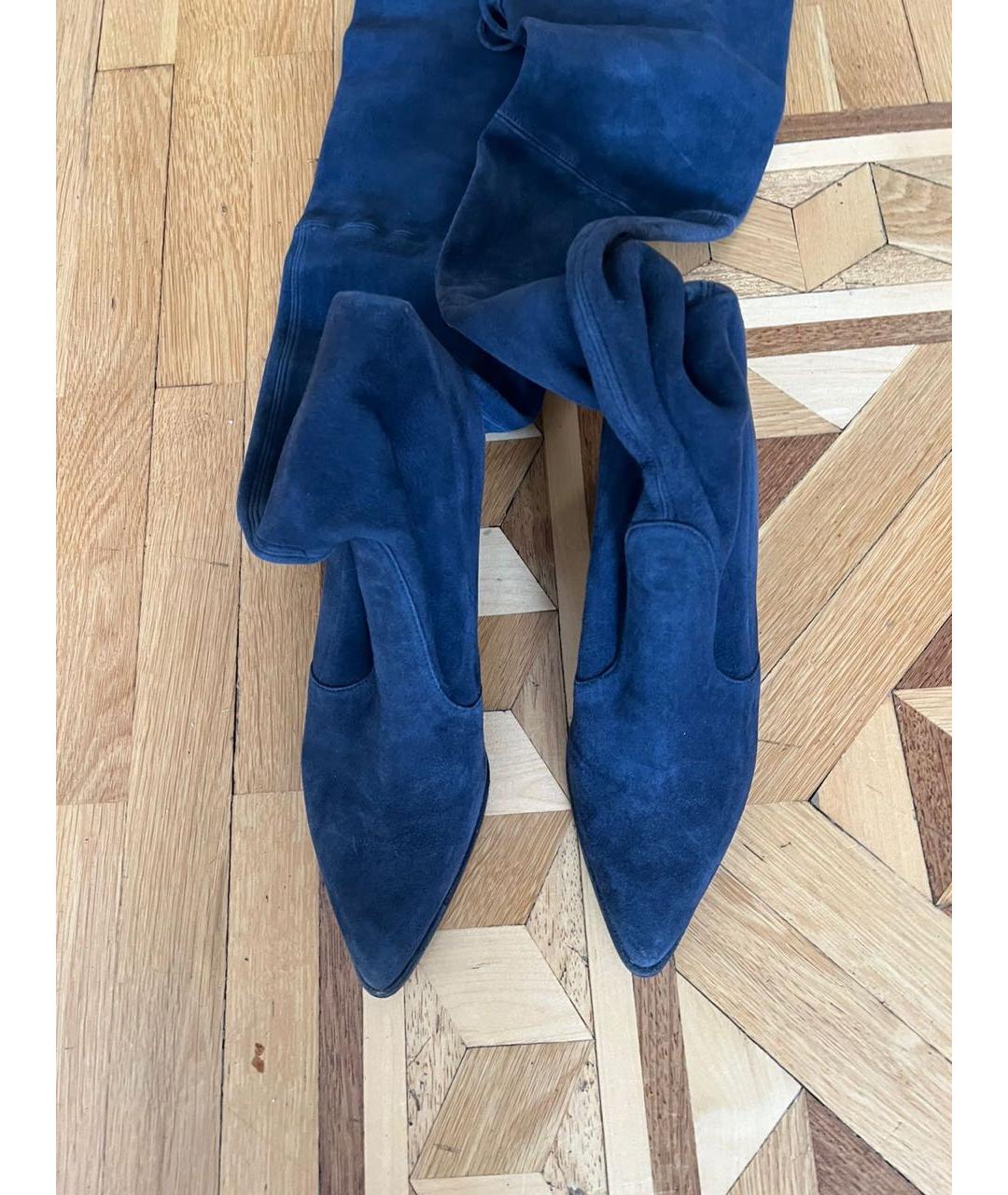 STUART WEITZMAN Темно-синие замшевые ботфорты, фото 3