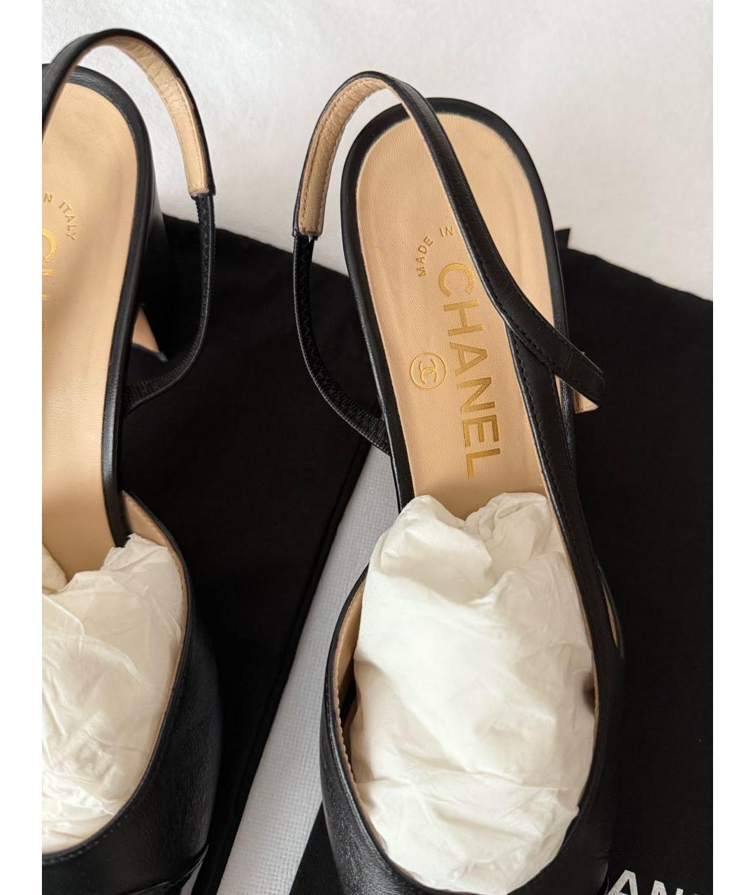 CHANEL Черные кожаные туфли, фото 4