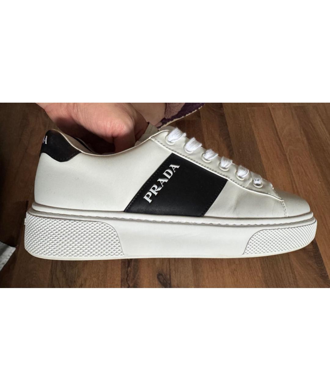 PRADA Белые кожаные кеды, фото 8