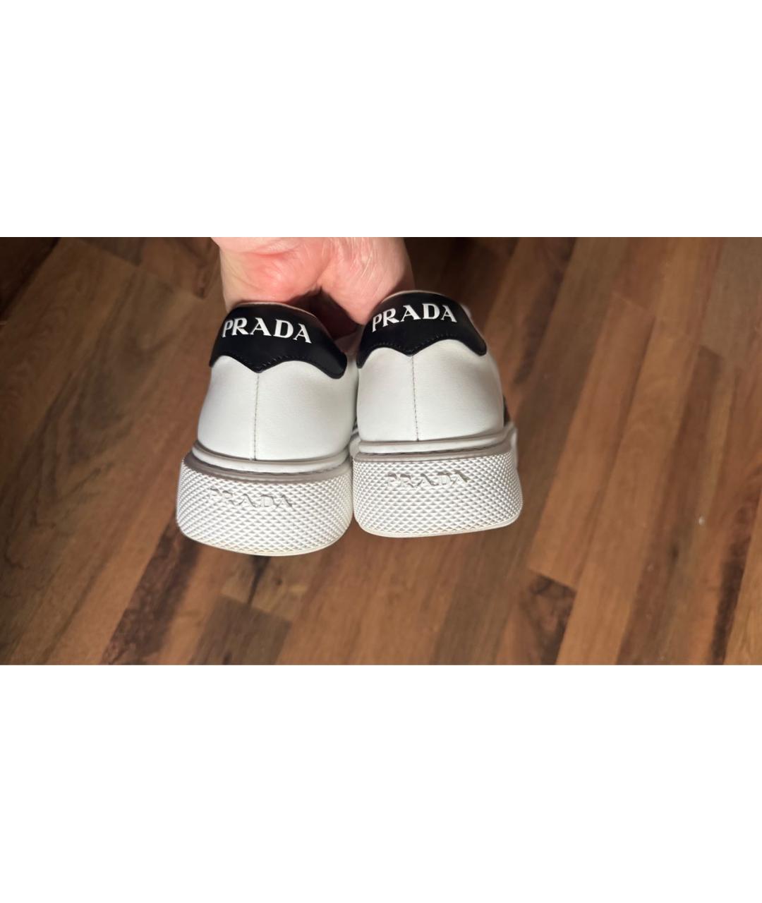 PRADA Белые кожаные кеды, фото 5