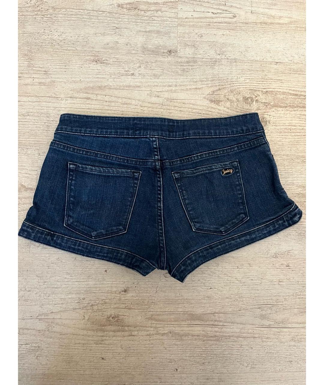 JUICY COUTURE Темно-синие деним шорты, фото 2