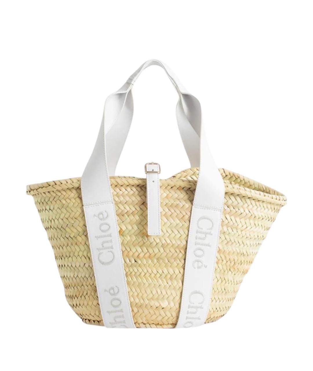 CHLOE Бежевая пелетеная сумка тоут, фото 1