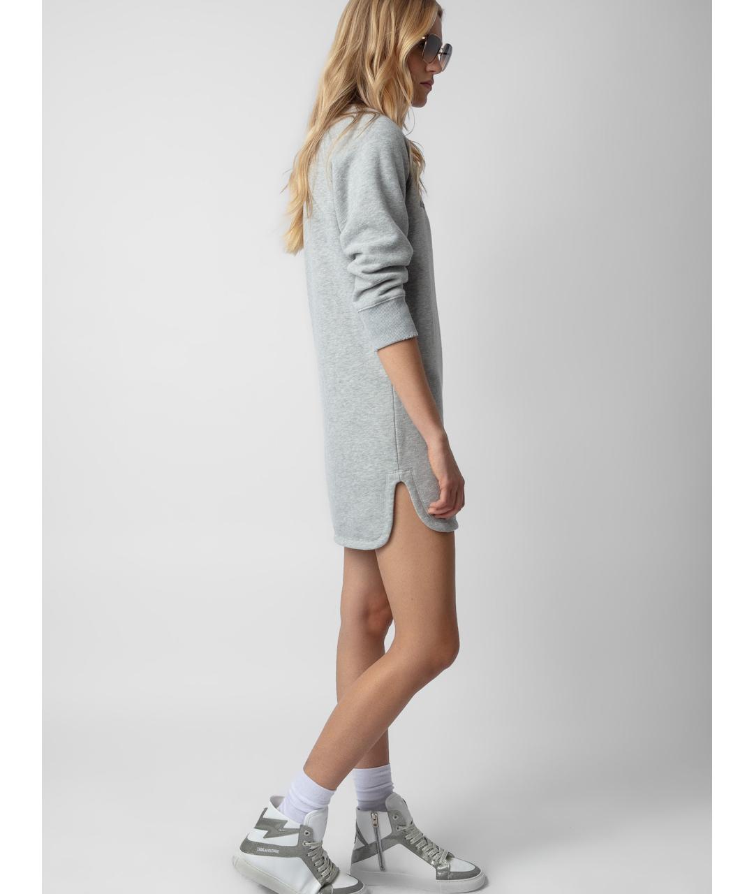 ZADIG & VOLTAIRE Серое хлопковое повседневное платье, фото 5