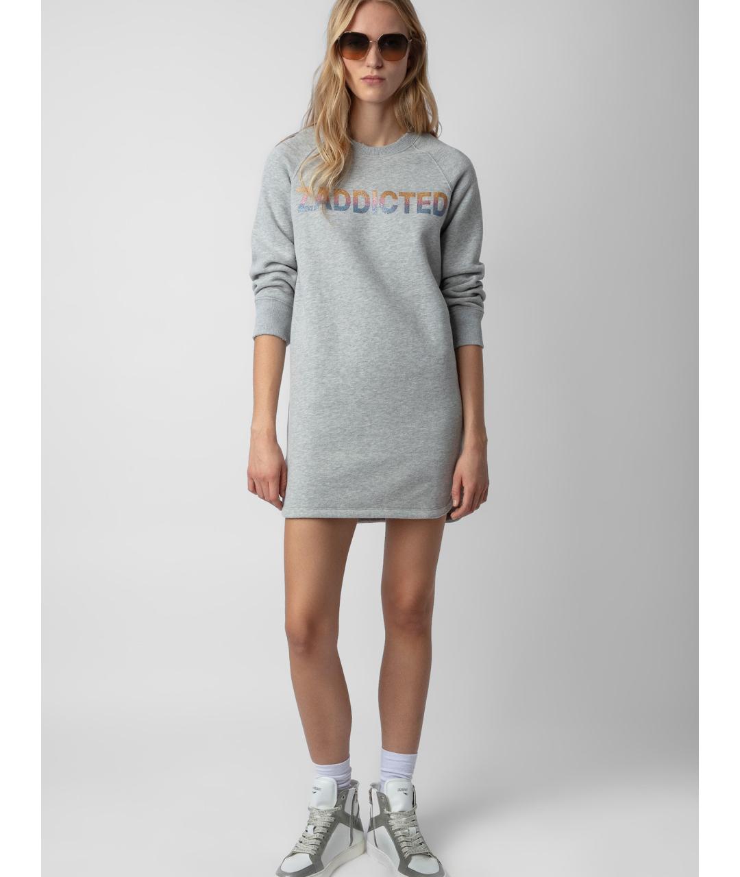 ZADIG & VOLTAIRE Серое хлопковое повседневное платье, фото 2