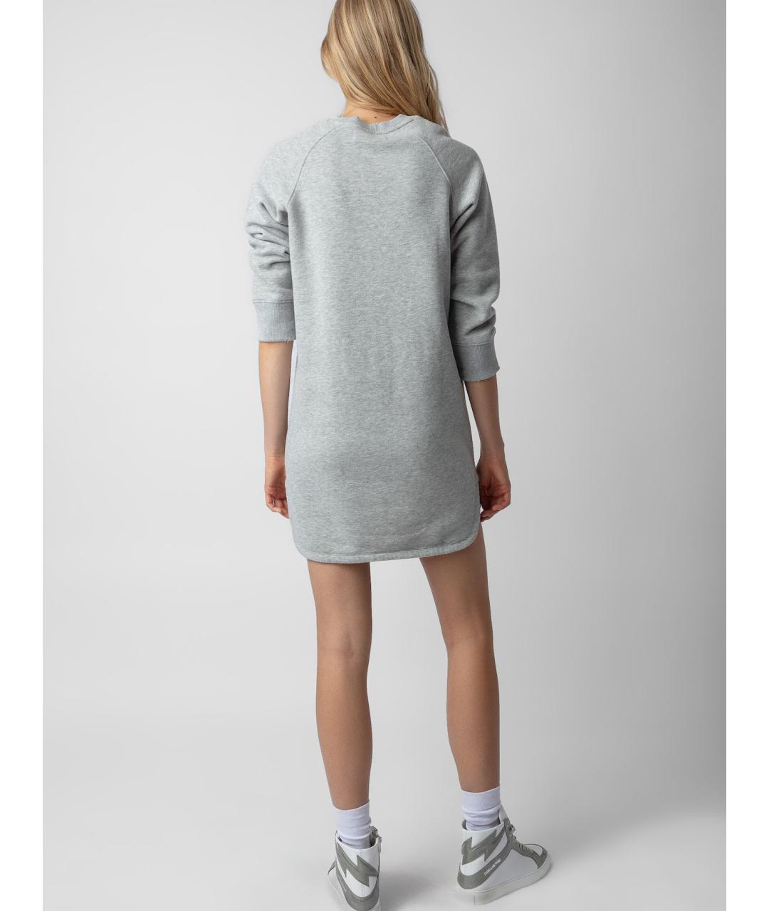 ZADIG & VOLTAIRE Серое хлопковое повседневное платье, фото 6