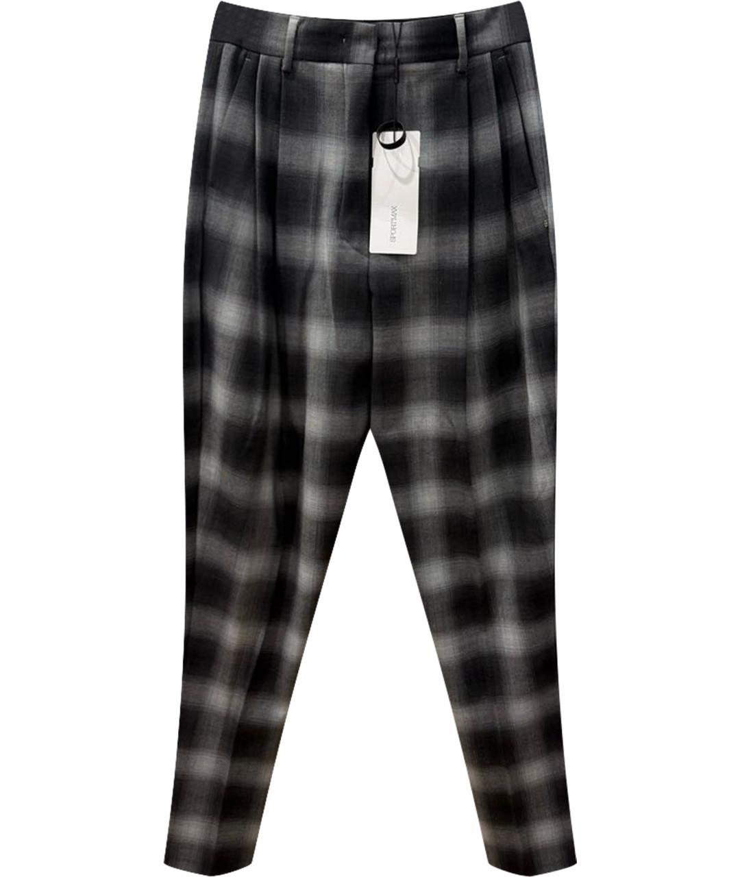 SPORTMAX Серые шерстяные брюки узкие, фото 1