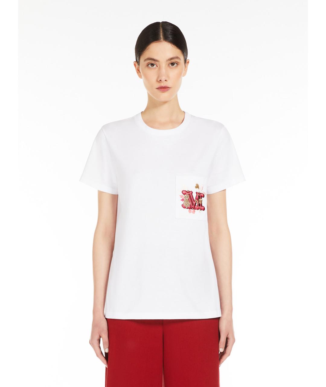 MAX MARA Белая хлопковая футболка, фото 3