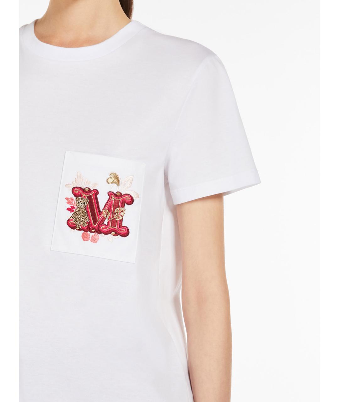 MAX MARA Белая хлопковая футболка, фото 5