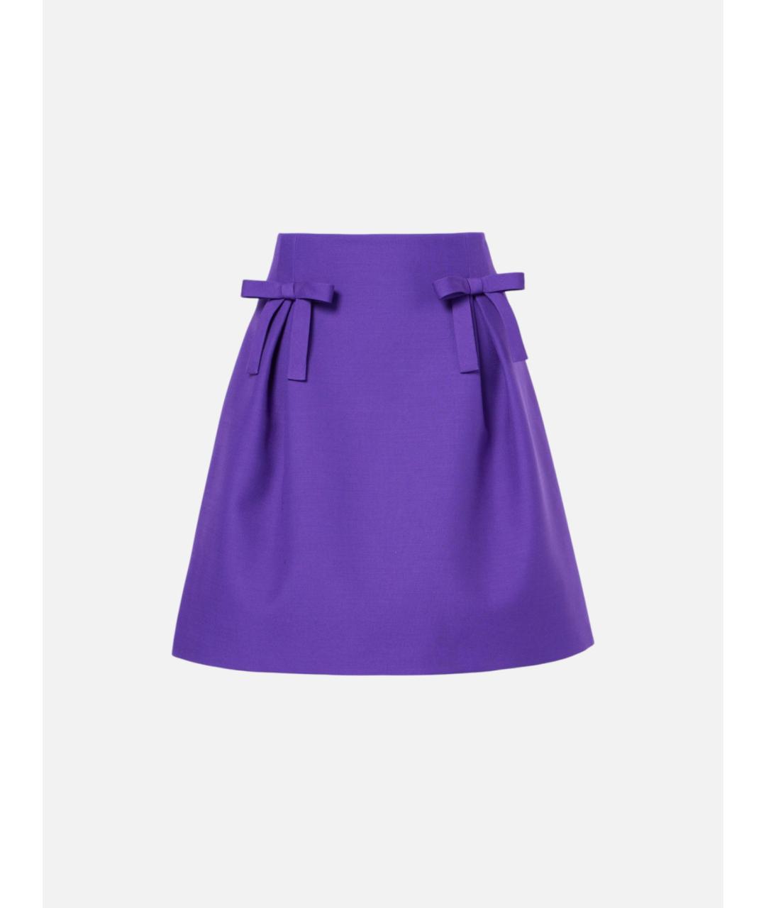 VALENTINO Фиолетовая шерстяная юбка мини, фото 4