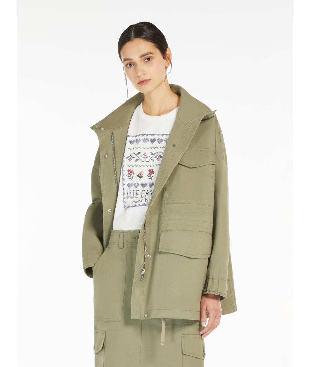 WEEKEND MAX MARA Зеленая хлопковая парка, фото 6