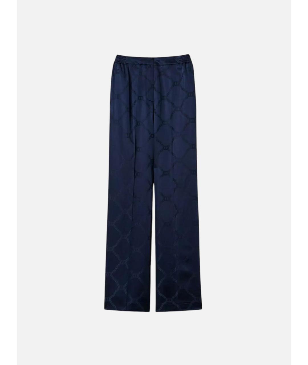 TWIN-SET Синие вискозные брюки широкие, фото 6