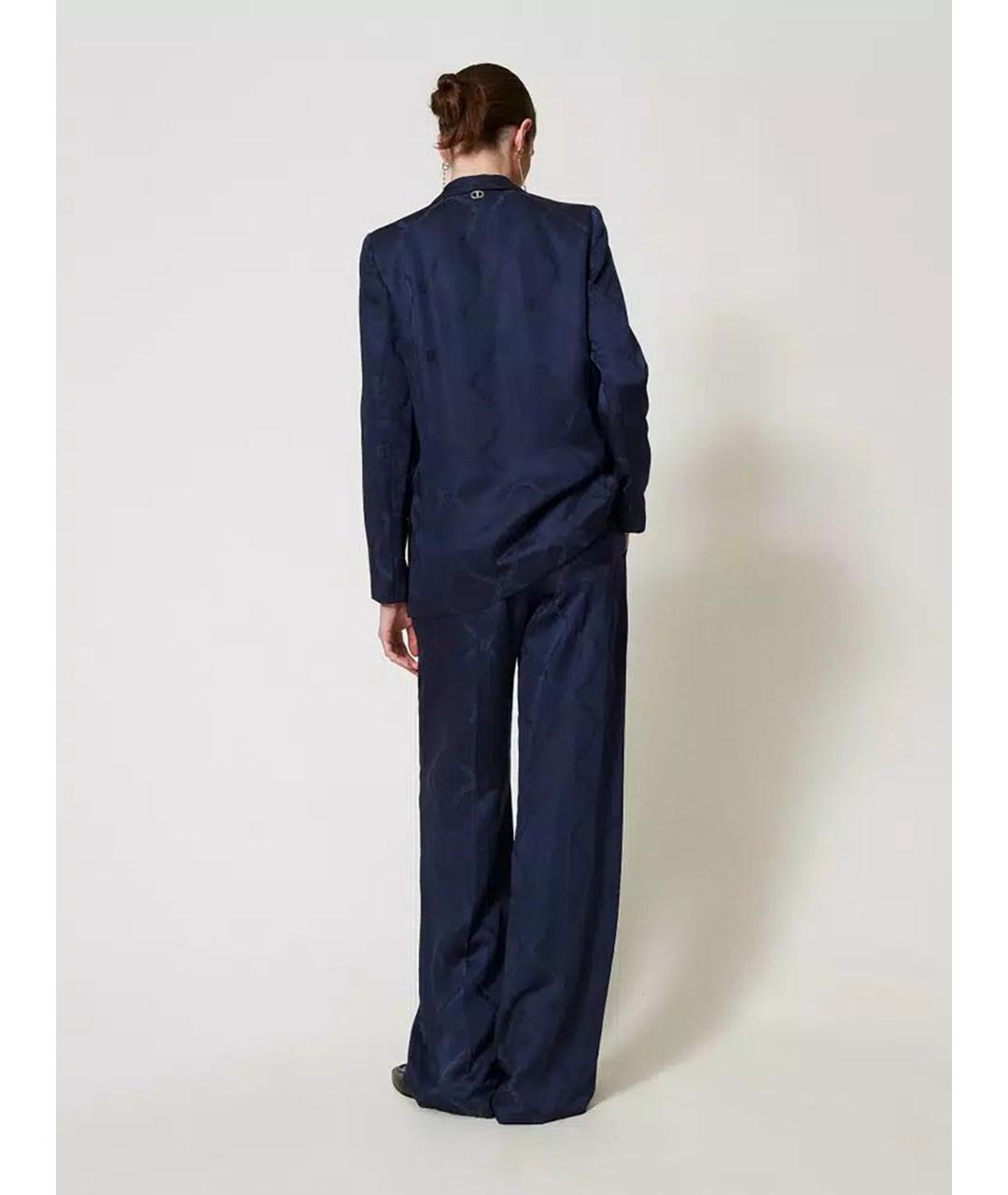 TWIN-SET Синие вискозные брюки широкие, фото 4